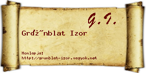Grünblat Izor névjegykártya